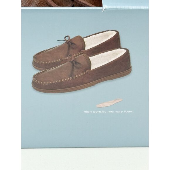 Wayland Square Moccasin Slippers Mens Size L 9 10 Brown Faux Leather Faux Fur - Picture 7 of 8